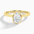Pear Vera Bezel Set Solitaire Diamond Engagement Ring In 18K Yellow Gold - Lucenjuri