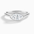 Marquise Alma East-West Bezel Solitaire Diamond Engagement Ring In Platinum - Lucenjuri