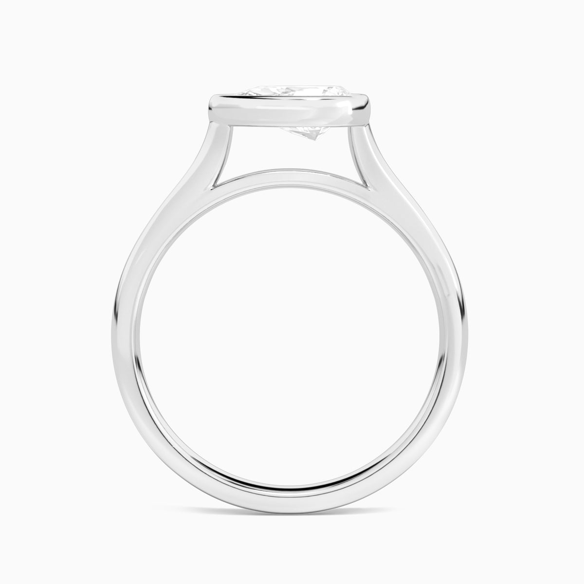 Pear Alma East-West Bezel Solitaire Diamond Engagement Ring In Platinum, Profile View