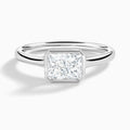 Radiant Alma East-West Bezel Solitaire Diamond Engagement Ring In Platinum - Lucenjuri