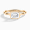 Emerald Alma East-West Bezel Solitaire Diamond Engagement Ring In 14K Rose Gold - Lucenjuri