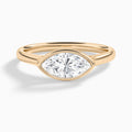 Marquise Alma East-West Bezel Solitaire Diamond Engagement Ring In 14K Rose Gold - Lucenjuri