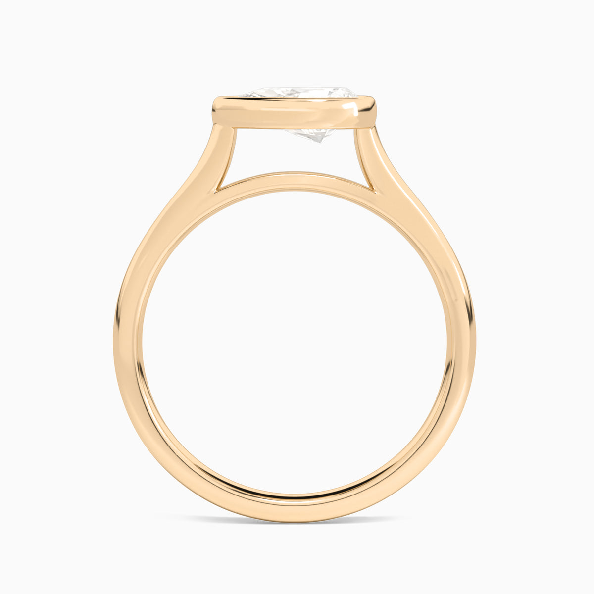 Pear Alma East-West Bezel Solitaire Diamond Engagement Ring In 14K Rose Gold, Profile View