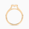 Radiant Alma East-West Bezel Solitaire Diamond Engagement Ring In 14K Rose Gold, Profile View