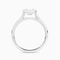 Emerald Alma East-West Bezel Solitaire Diamond Engagement Ring In 18K White Gold, Profile View