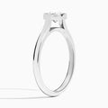 Oval Alma East-West Bezel Solitaire Diamond Engagement Ring In 18K White Gold, Angle View