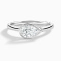 Pear Alma East-West Bezel Solitaire Diamond Engagement Ring In 18K White Gold - Lucenjuri