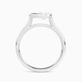 Pear Alma East-West Bezel Solitaire Diamond Engagement Ring In 18K White Gold, Profile View