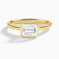 Emerald Alma East-West Bezel Solitaire Diamond Engagement Ring In 18K Yellow Gold - Lucenjuri