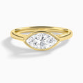 Marquise Alma East-West Bezel Solitaire Diamond Engagement Ring In 18K Yellow Gold - Lucenjuri