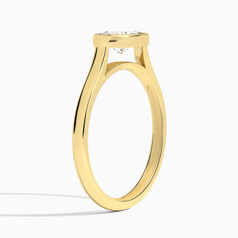 Marquise Alma East-West Bezel Solitaire Diamond Engagement Ring In 18K Yellow Gold, Angle View