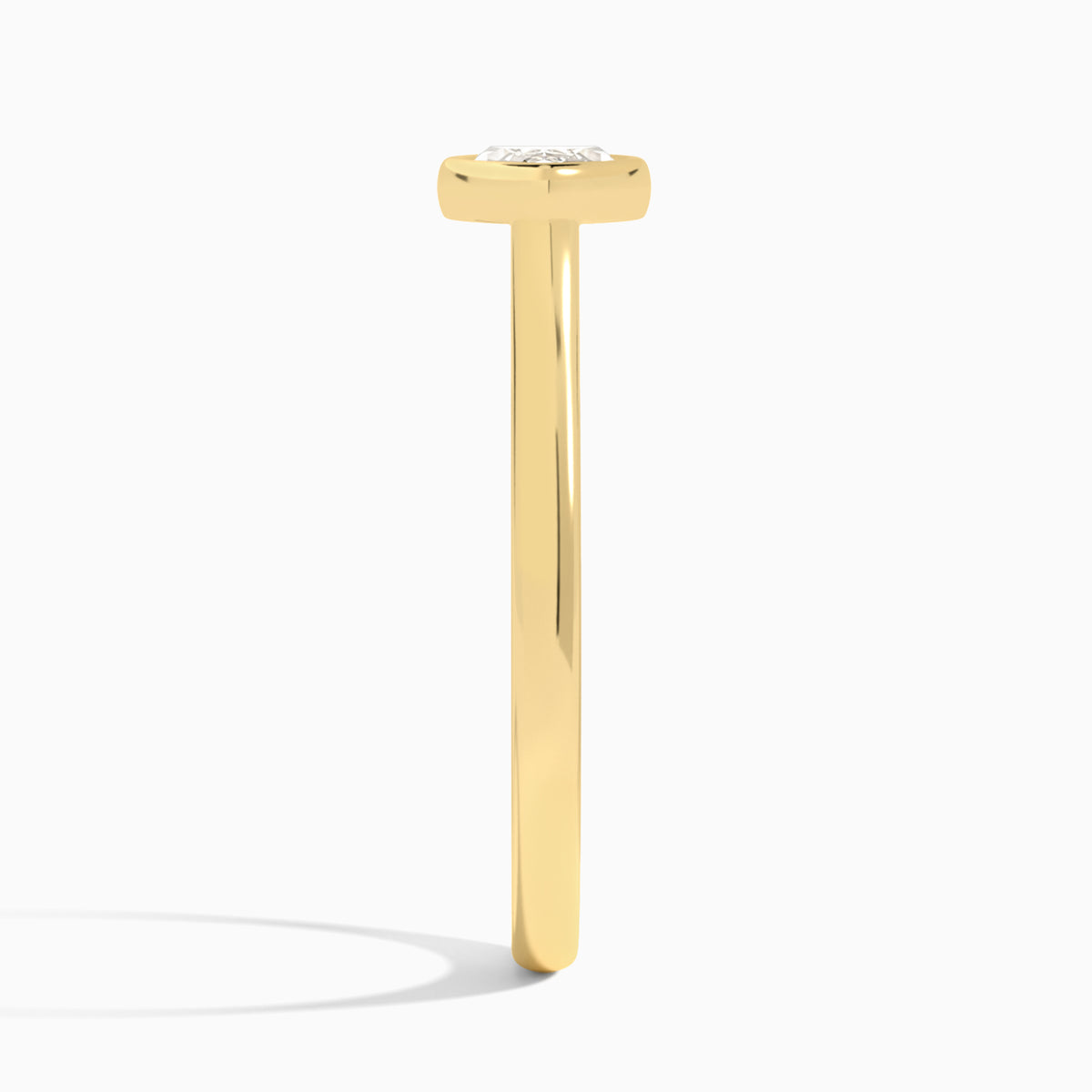 Marquise Alma East-West Bezel Solitaire Diamond Engagement Ring In 18K Yellow Gold, Side View