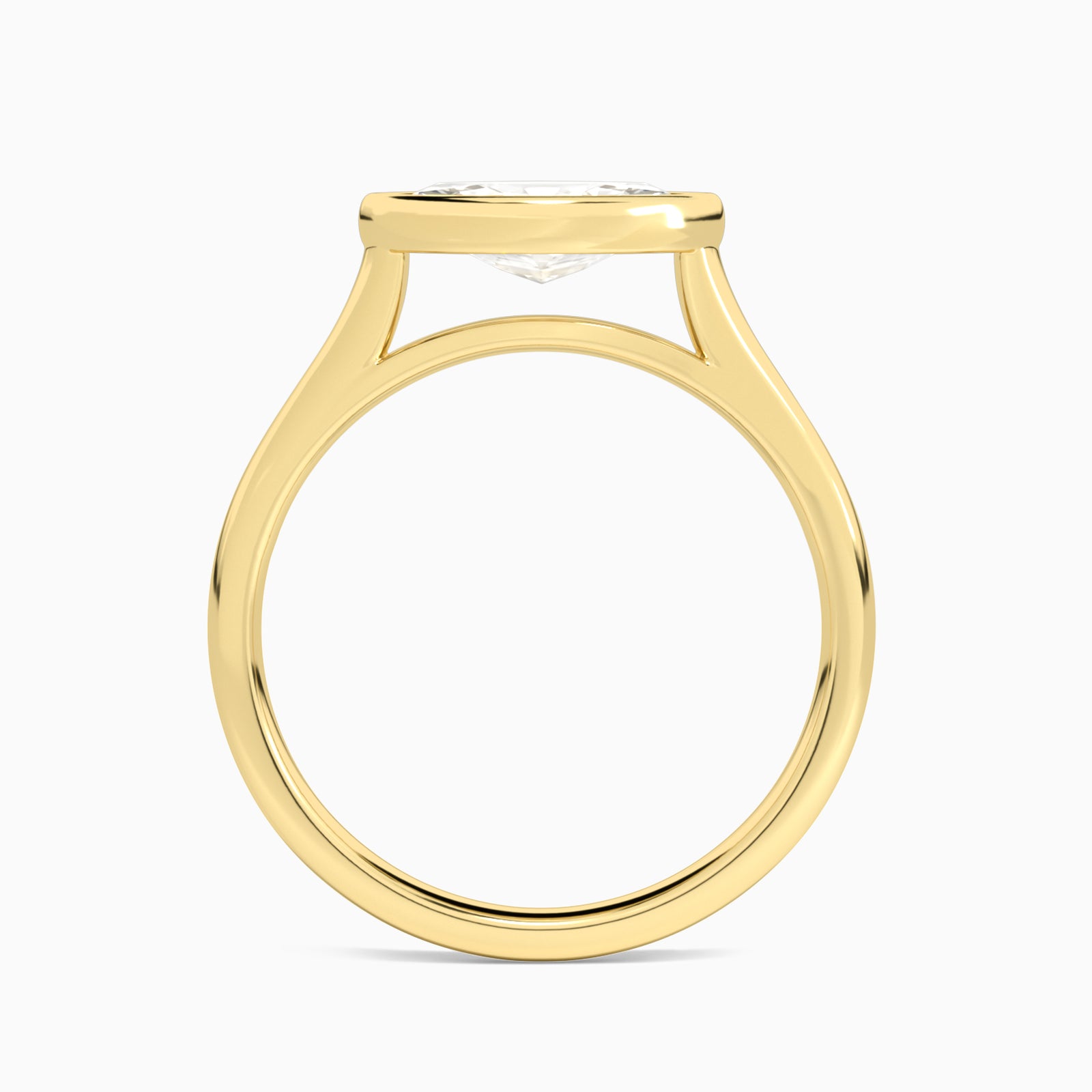 Marquise Alma East-West Bezel Solitaire Diamond Engagement Ring In 18K Yellow Gold, Profile View