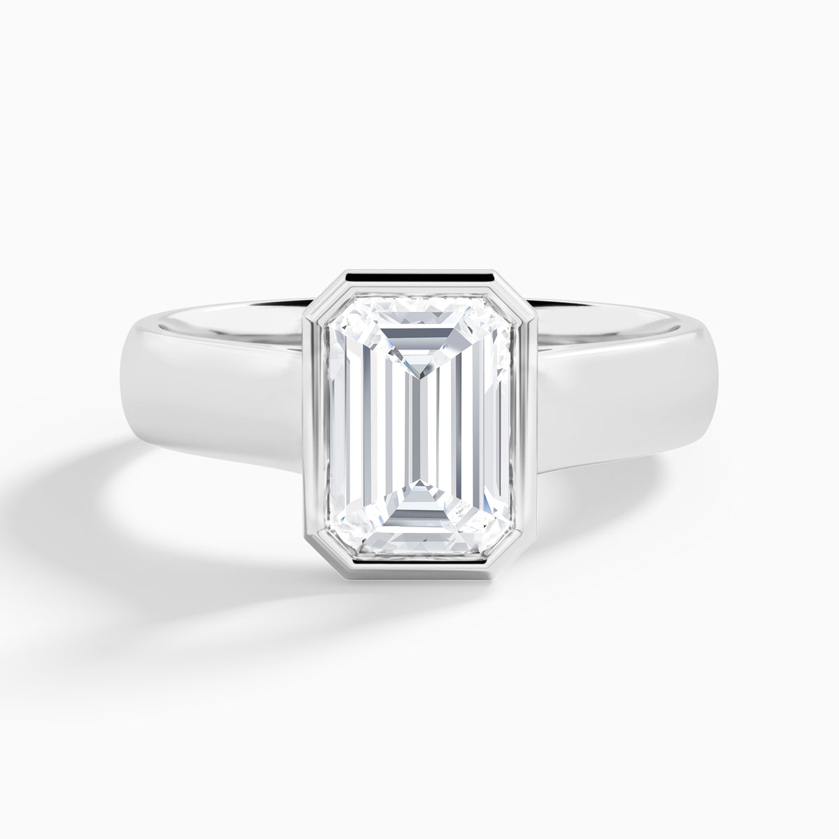 Emerald Alma 4mm Bezel Solitaire Diamond Engagement Ring In Platinum - Lucenjuri