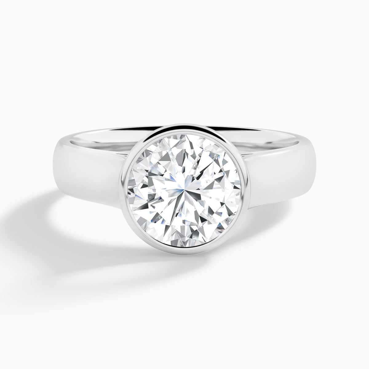 Round Alma 4mm Bezel Solitaire Diamond Engagement Ring In Platinum - Lucenjuri
