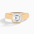 Asscher Alma 4mm Bezel Solitaire Diamond Engagement Ring In 14K Rose Gold - Lucenjuri