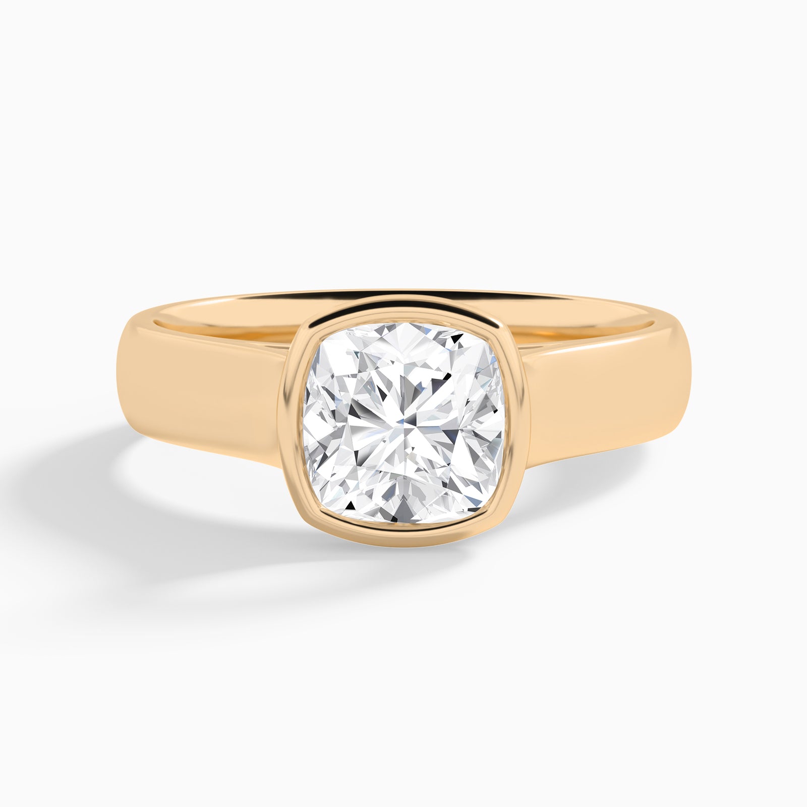 Cushion Alma 4mm Bezel Solitaire Diamond Engagement Ring In 14K Rose Gold - Lucenjuri