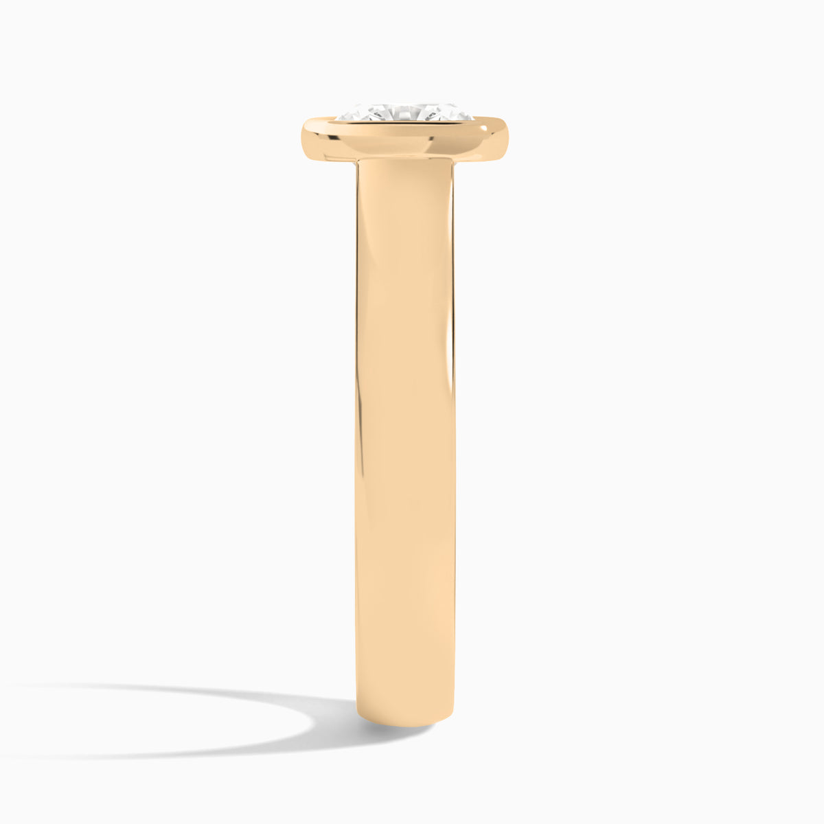 Cushion Alma 4mm Bezel Solitaire Diamond Engagement Ring In 14K Rose Gold, Side View
