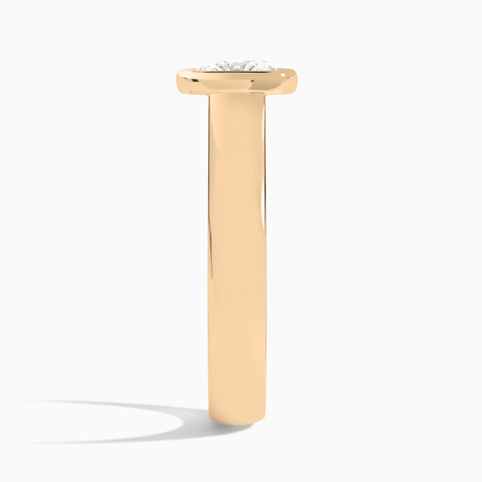 Cushion Alma 4mm Bezel Solitaire Diamond Engagement Ring In 14K Rose Gold, Side View