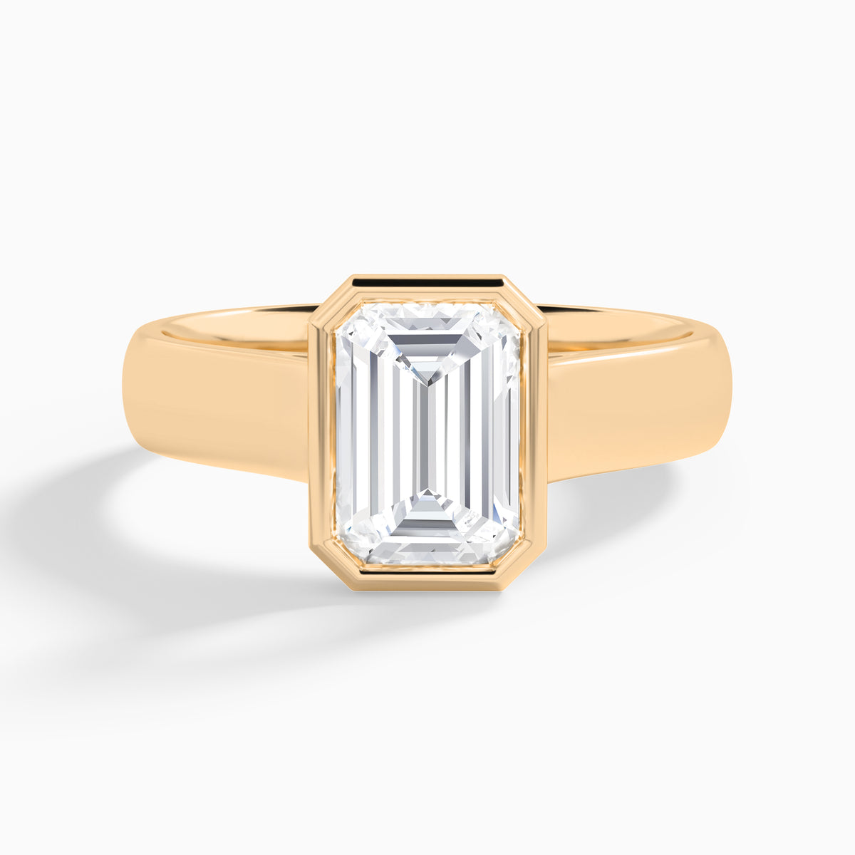 Emerald Alma 4mm Bezel Solitaire Diamond Engagement Ring In 14K Rose Gold - Lucenjuri