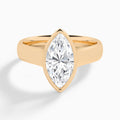 Marquise Alma 4mm Bezel Solitaire Diamond Engagement Ring In 14K Rose Gold - Lucenjuri