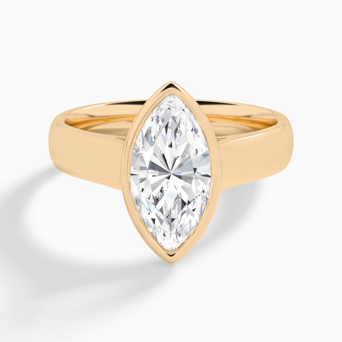 Marquise Alma 4mm Bezel Solitaire Diamond Engagement Ring In 14K Rose Gold - Lucenjuri