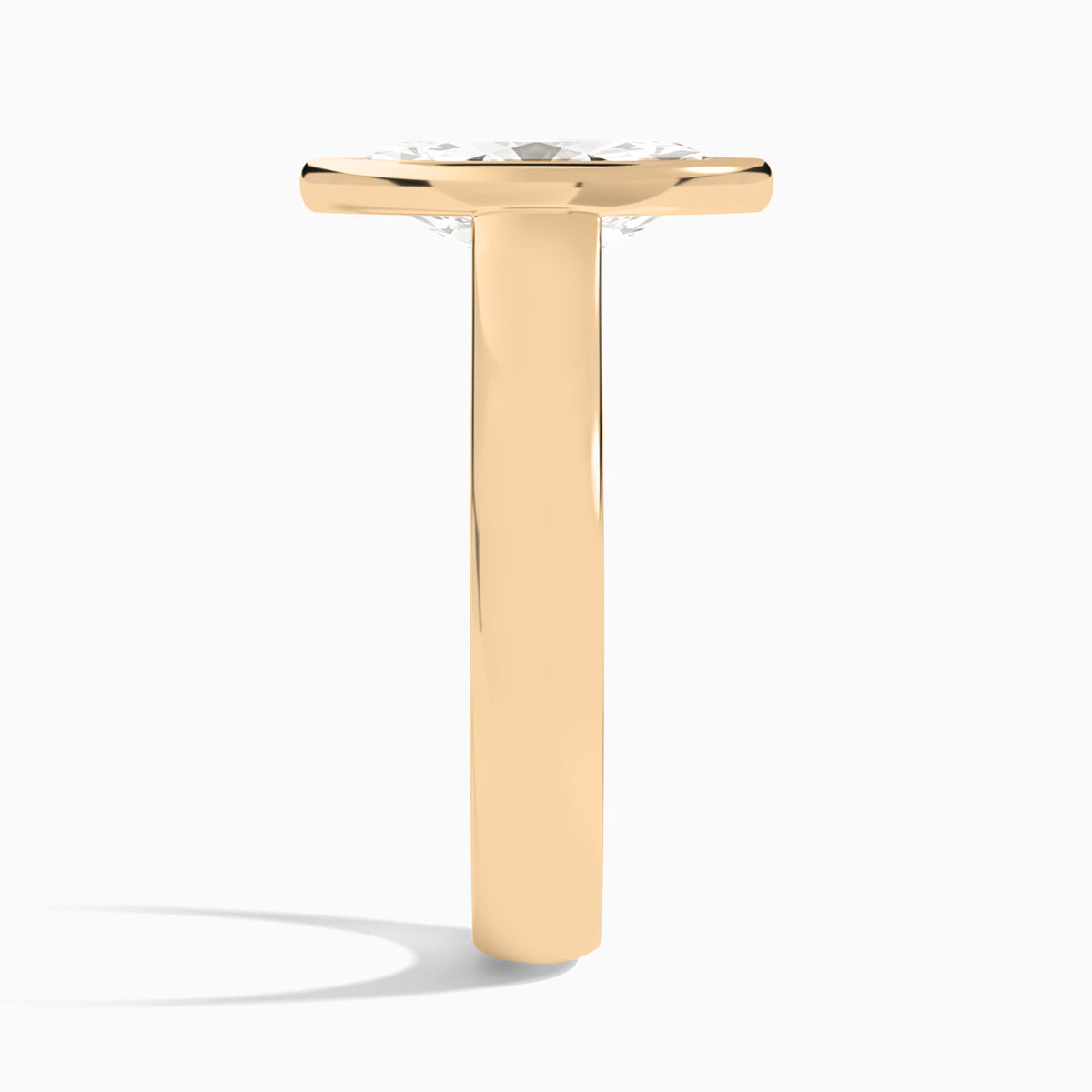 Marquise Alma 4mm Bezel Solitaire Diamond Engagement Ring In 14K Rose Gold, Side View