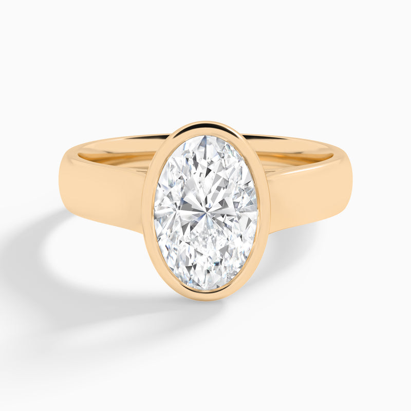 Oval Alma 4mm Bezel Solitaire Diamond Engagement Ring In 14K Rose Gold - Lucenjuri