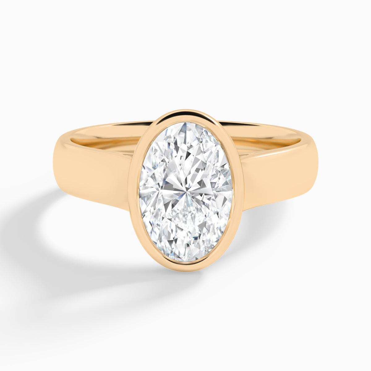 Oval Alma 4mm Bezel Solitaire Diamond Engagement Ring In 14K Rose Gold - Lucenjuri
