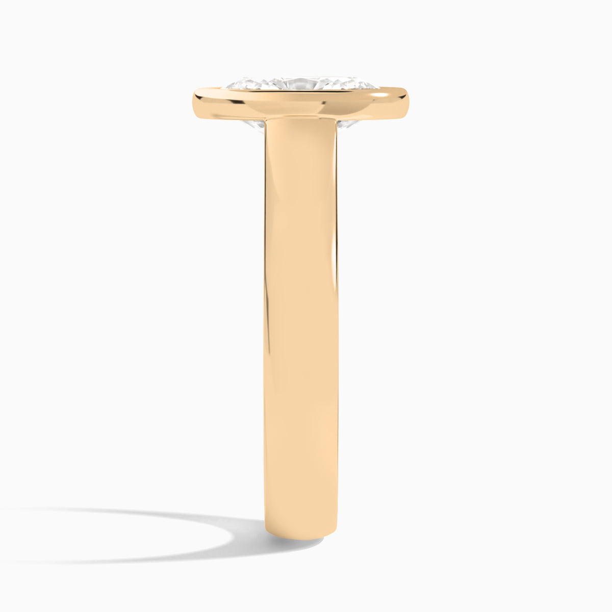 Oval Alma 4mm Bezel Solitaire Diamond Engagement Ring In 14K Rose Gold, Side View