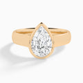Pear Alma 4mm Bezel Solitaire Diamond Engagement Ring In 14K Rose Gold - Lucenjuri
