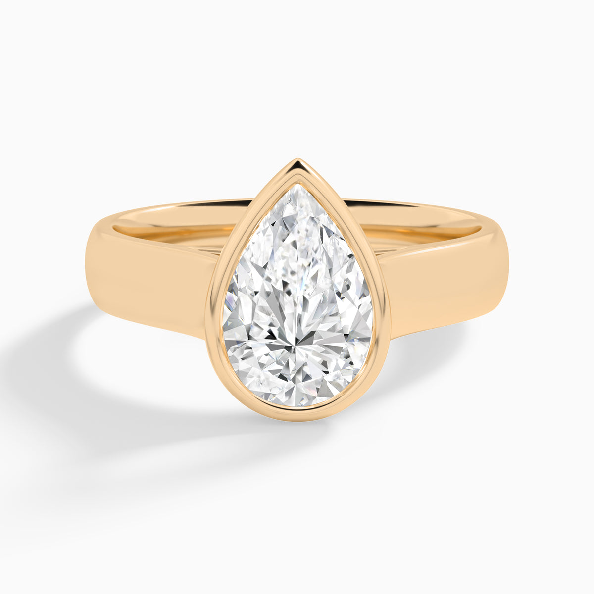 Pear Alma 4mm Bezel Solitaire Diamond Engagement Ring In 14K Rose Gold - Lucenjuri