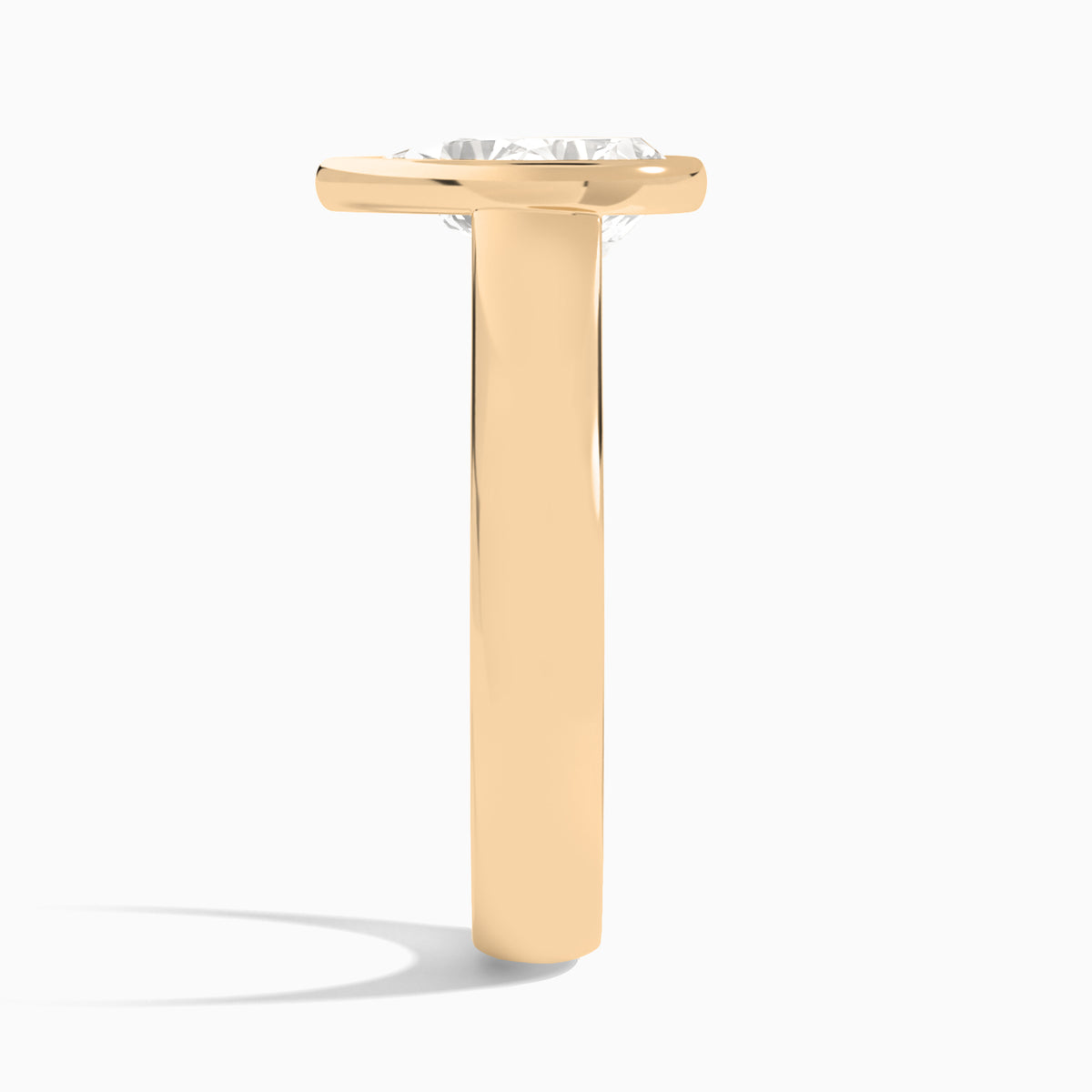 Pear Alma 4mm Bezel Solitaire Diamond Engagement Ring In 14K Rose Gold, Side View