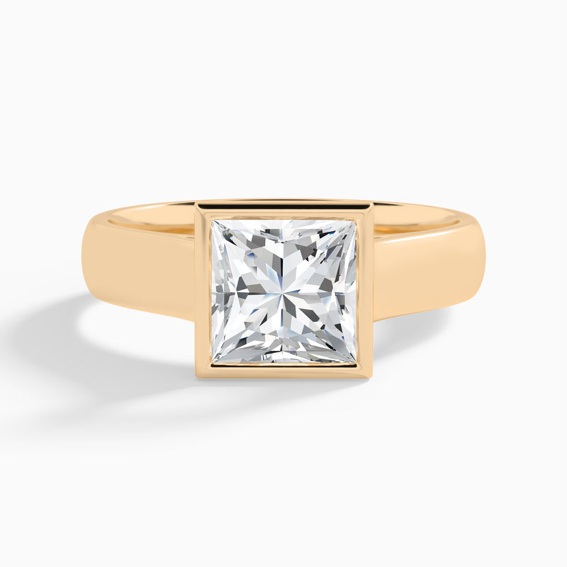 Princess Alma 4mm Bezel Solitaire Diamond Engagement Ring In 14K Rose Gold - Lucenjuri
