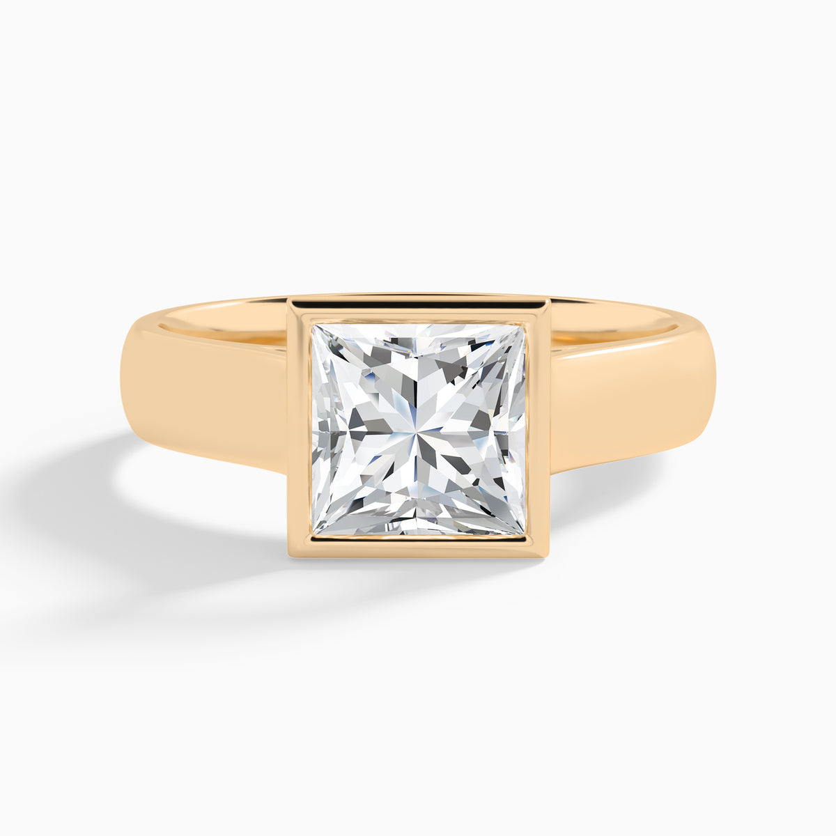 Princess Alma 4mm Bezel Solitaire Diamond Engagement Ring In 14K Rose Gold - Lucenjuri