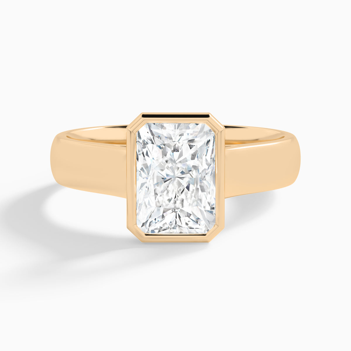 Radiant Alma 4mm Bezel Solitaire Diamond Engagement Ring In 14K Rose Gold - Lucenjuri