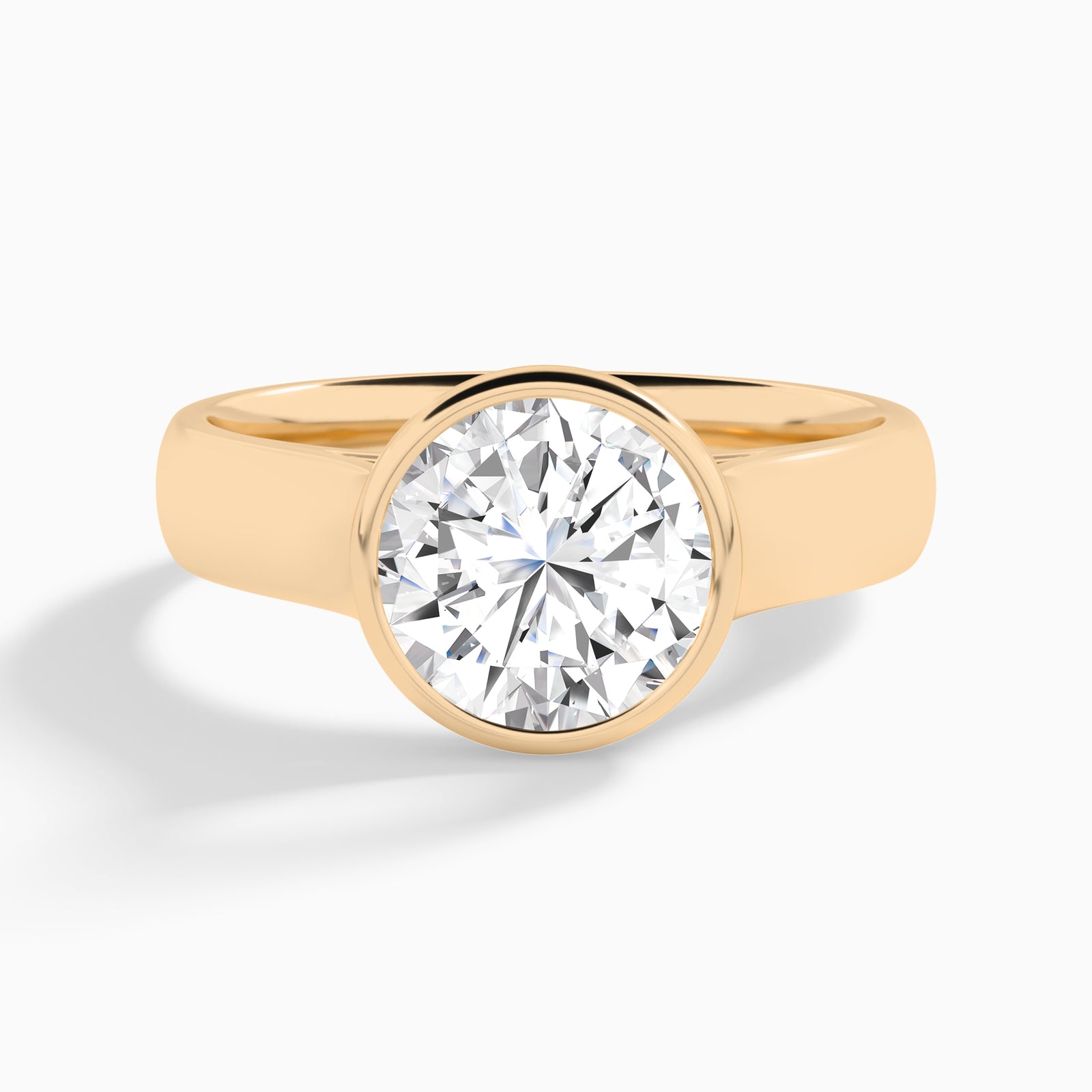 Round Alma 4mm Bezel Solitaire Diamond Engagement Ring In 14K Rose Gold - Lucenjuri