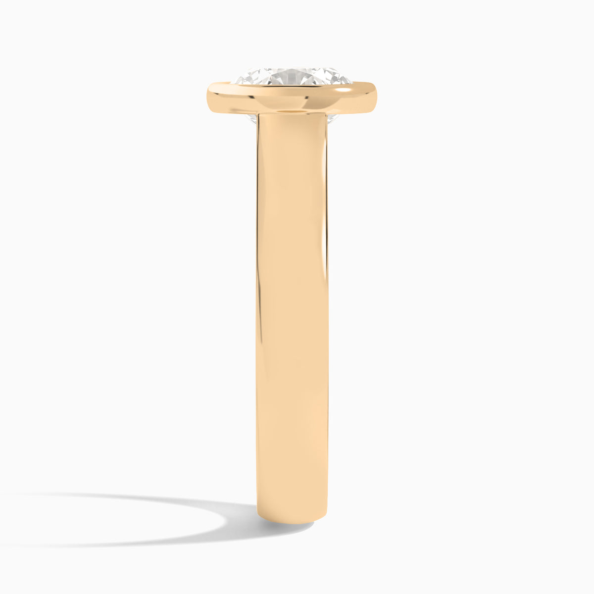 Round Alma 4mm Bezel Solitaire Diamond Engagement Ring In 14K Rose Gold, Side View