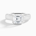 Asscher Alma 4mm Bezel Solitaire Diamond Engagement Ring In 18K White Gold - Lucenjuri
