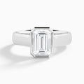 Emerald Alma 4mm Bezel Solitaire Diamond Engagement Ring In 18K White Gold - Lucenjuri