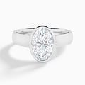 Oval Alma 4mm Bezel Solitaire Diamond Engagement Ring In 18K White Gold - Lucenjuri