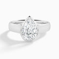 Pear Alma 4mm Bezel Solitaire Diamond Engagement Ring In 18K White Gold - Lucenjuri