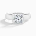 Princess Alma 4mm Bezel Solitaire Diamond Engagement Ring In 18K White Gold - Lucenjuri
