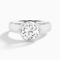 Round Alma 4mm Bezel Solitaire Diamond Engagement Ring In 18K White Gold - Lucenjuri