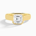 Asscher Alma 4mm Bezel Solitaire Diamond Engagement Ring In 18K Yellow Gold - Lucenjuri