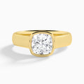 Cushion Alma 4mm Bezel Solitaire Diamond Engagement Ring In 18K Yellow Gold - Lucenjuri