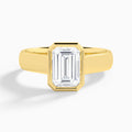 Emerald Alma 4mm Bezel Solitaire Diamond Engagement Ring In 18K Yellow Gold - Lucenjuri