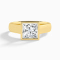 Princess Alma 4mm Bezel Solitaire Diamond Engagement Ring In 18K Yellow Gold - Lucenjuri