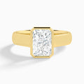 Radiant Alma 4mm Bezel Solitaire Diamond Engagement Ring In 18K Yellow Gold - Lucenjuri