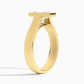 Radiant Alma 4mm Bezel Solitaire Diamond Engagement Ring In 18K Yellow Gold, Angle View